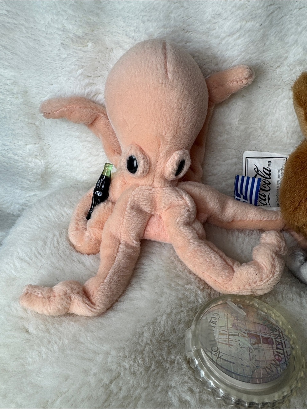 VTG 1999 Coca Cola 6” Bean Plush International Octopus And Ostrich With Tags - Picture 2 of 9